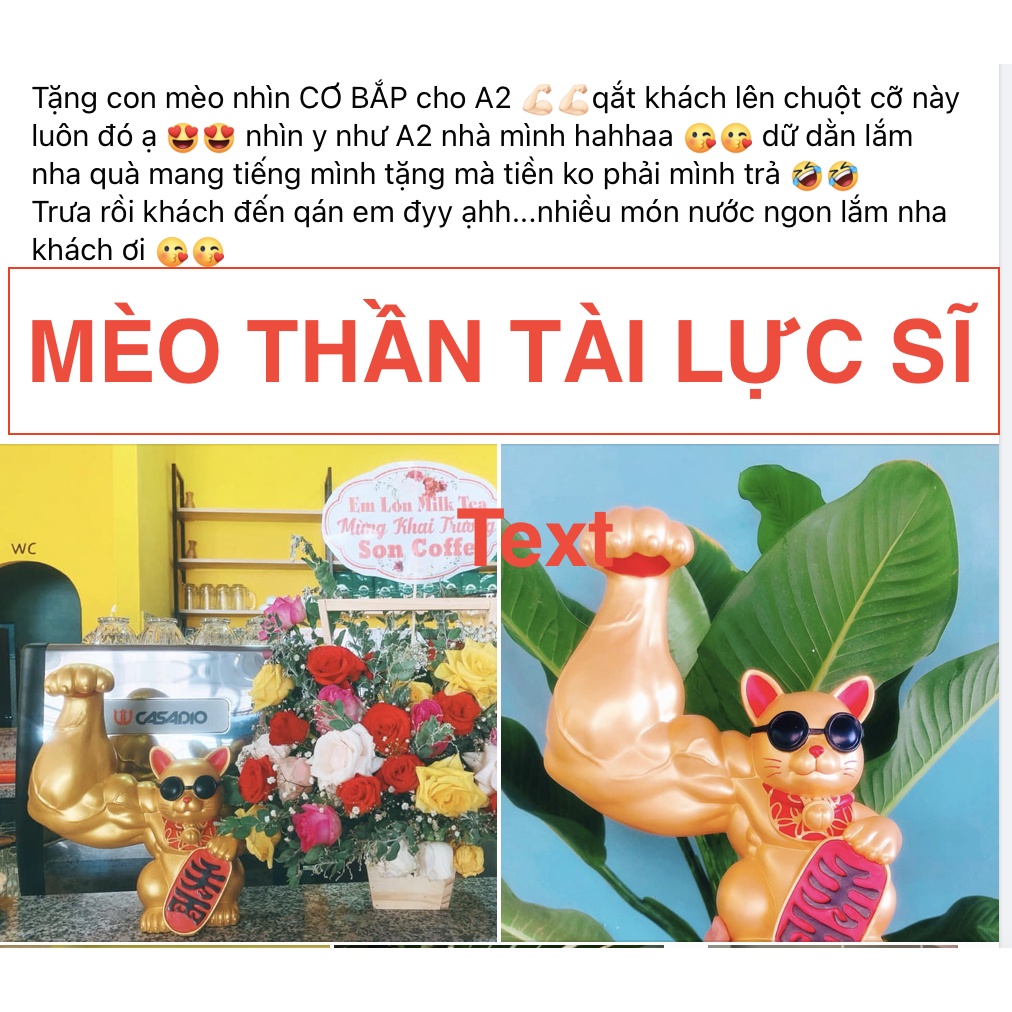 [Có Sẵn] Mèo Thần Tài Cơ Bắp Cục Súc Lực Sĩ Tay Đô [Huyền Trang Candles]