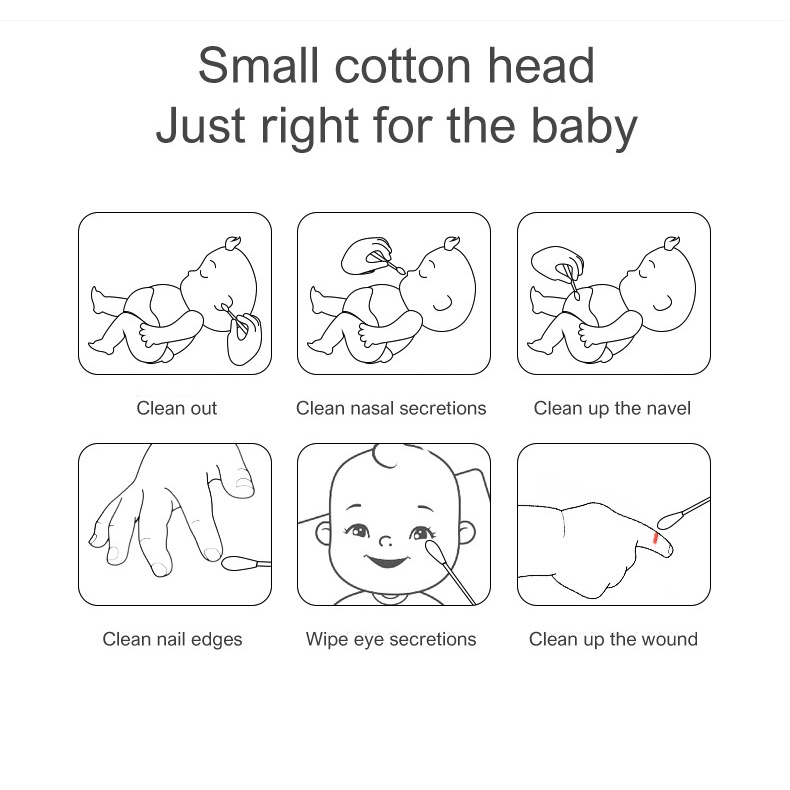 Tăm bông sơ sinh, bông ngoáy tai trẻ em Vcool kháng khuẩn que giấy hộp 200 chiếc hàng xuất nhật