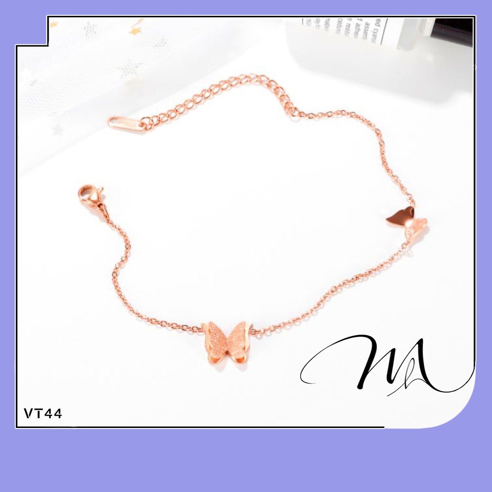 Lắc chân nữ Titan hình cánh bướm phủ kim tuyến lấp lánh dễ thương - LC20