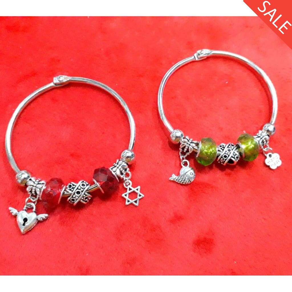 Sỉ 10 cái kiềng tay Charm Bạc Cổ mix phụ kiện / Giá Sỉ TPHCM