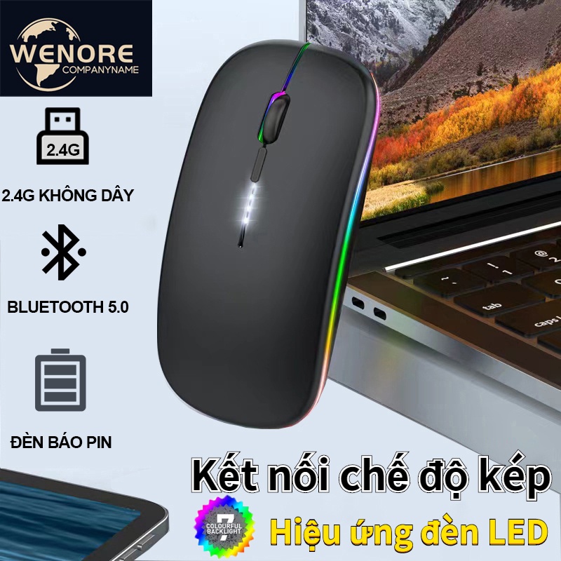(Lô hàng từ Việt Nam) Chuột không dây gaming Led wireless 2.4GHz+Bluetooth Tự động đổi màu sắc chuột chơi game không dây DPI 1600