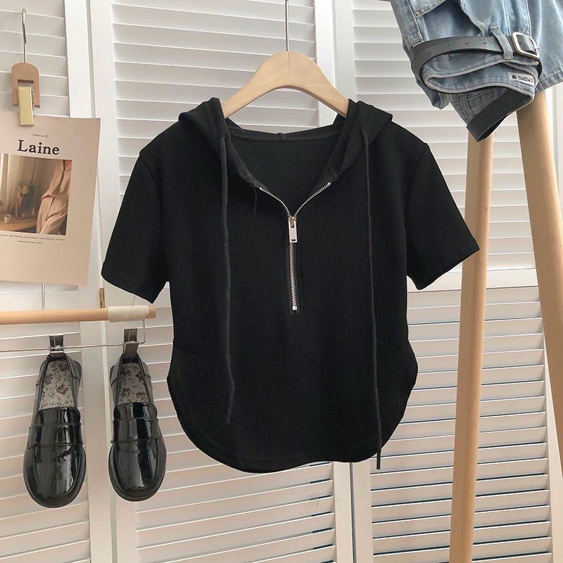 Áo Thun Tay Ngắn Có Mũ Trùm Đầu Thời Trang Mùa Hè Dành Cho Nữ