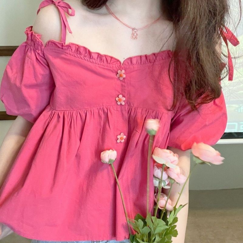 Áo Sơ Mi Tay Phồng Một Bên Vai / Nấm