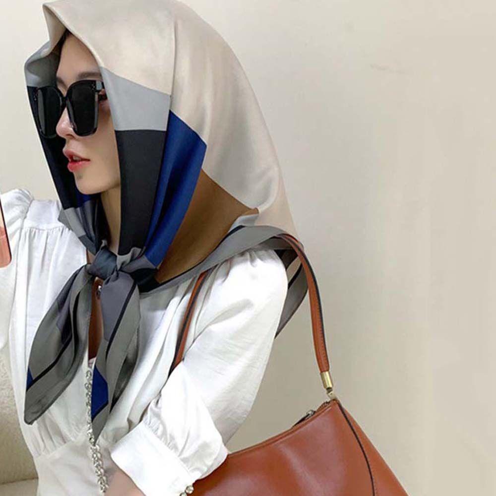 Khăn Choàng Cổ Vải Lụa Kẻ Sọc Thời Trang Xuân Hè Cho Nữ
