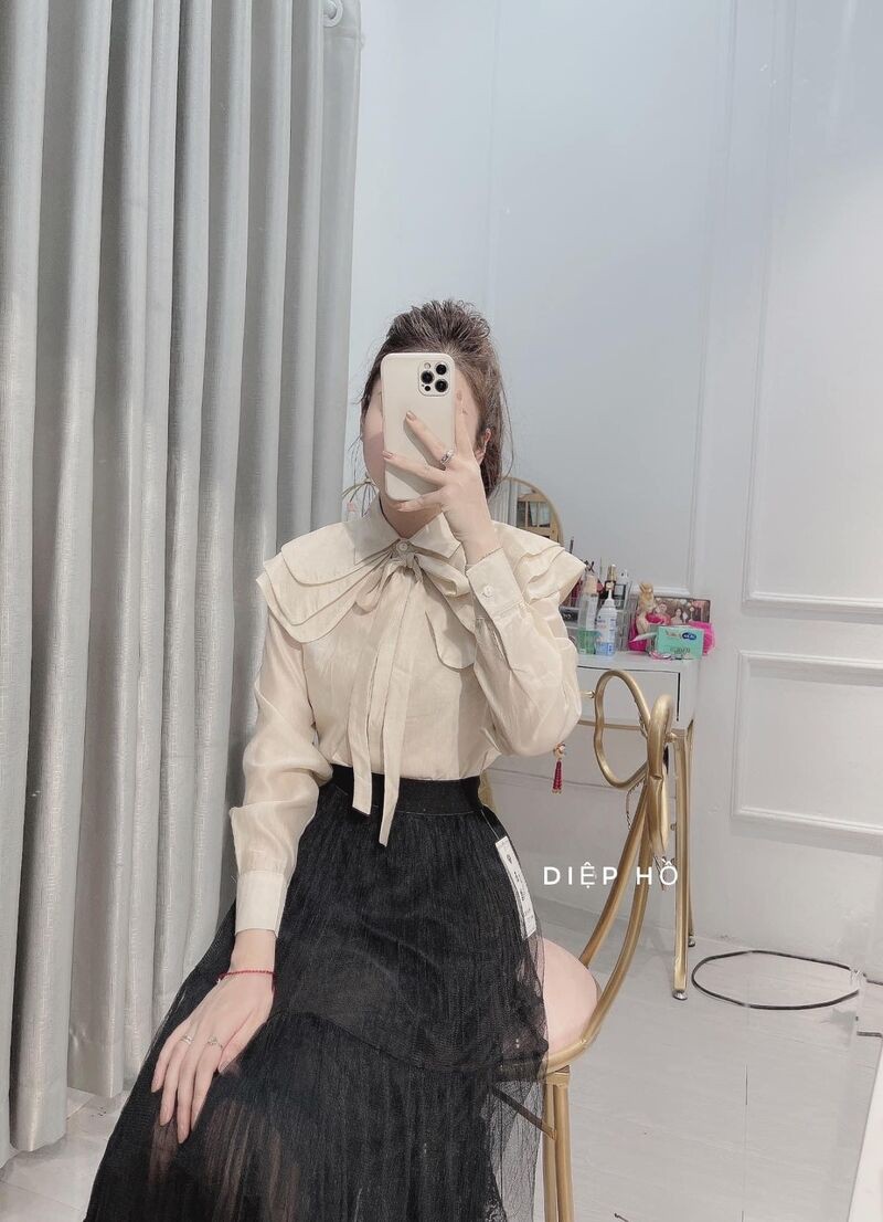 [ Mã WASTRUN4 giảm 10% tối đa 30K đơn 99K] Áo sơ mi cổ đức bèo vai tầng nơ ngực | BigBuy360 - bigbuy360.vn