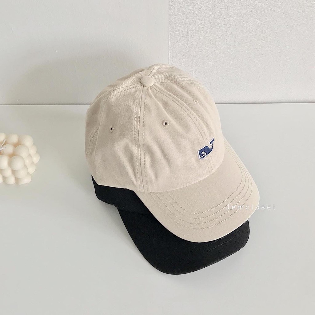 Nón Lưỡi Trai Nam Nữ JEMCLOSET Thời Trang Phong Cách Thiết Kế Màu Basic Đen Và Be WHALE - 6496