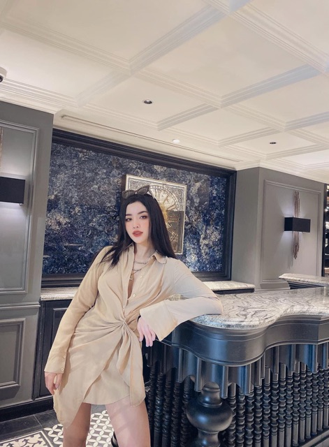 Sơ mi váy xoắn bụng