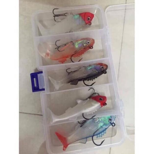 Hộp mồi cá dẻo combo hộp 5 con-chuyencacloailuoichim
