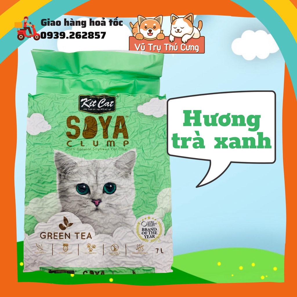 Cát đậu nành Kitcat Soya Clump cho mèo, cát vệ sinh cho mèo vón cục, khử mùi tốt 2,8Kg