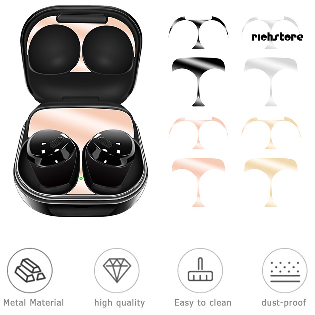 richstore Metal Sticker Ultra-thin Dustproof Charging Box Protective Film for Samsung Galaxy Buds Pro Bluetooth Earphones