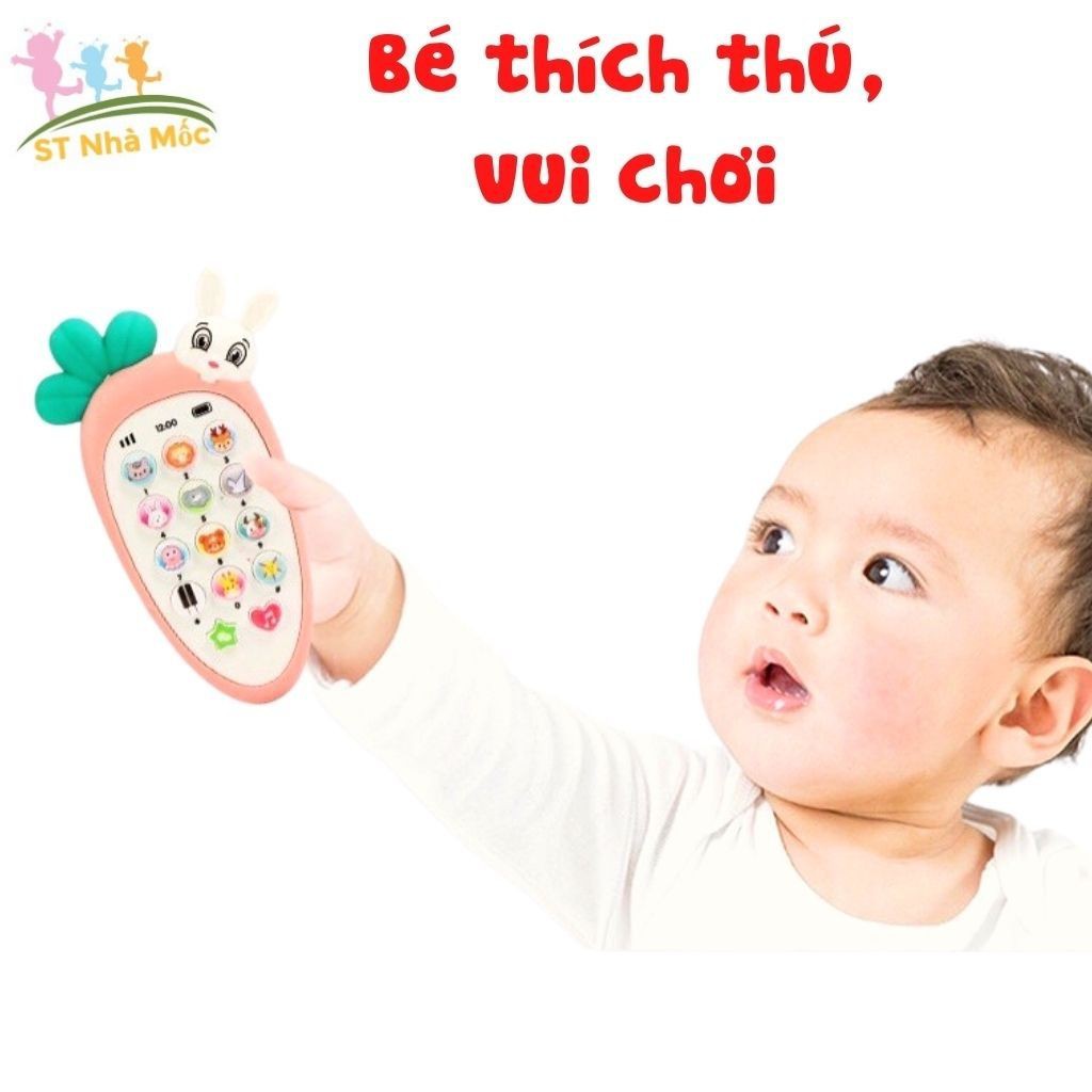 Điện Thoại Cà Rốt- Thỏ Đáng Yêu- Phát Nhạc -Đồ Chơi Thông Minh Cho Bé Phát Triển Thông Minh- Shop Mẹ Mốc