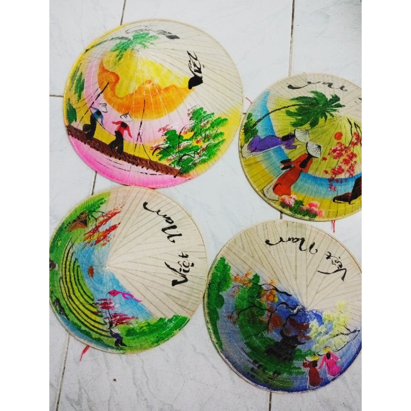 Nón lá vẽ đồng quê cổ truyền cho bé