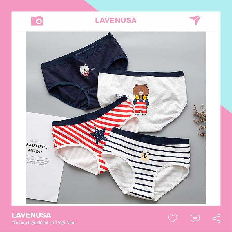 Quần lót nữ cotton ngộ nghĩnh rẻ đẹp thun lạnh dễ thương đúc không đường may QL40