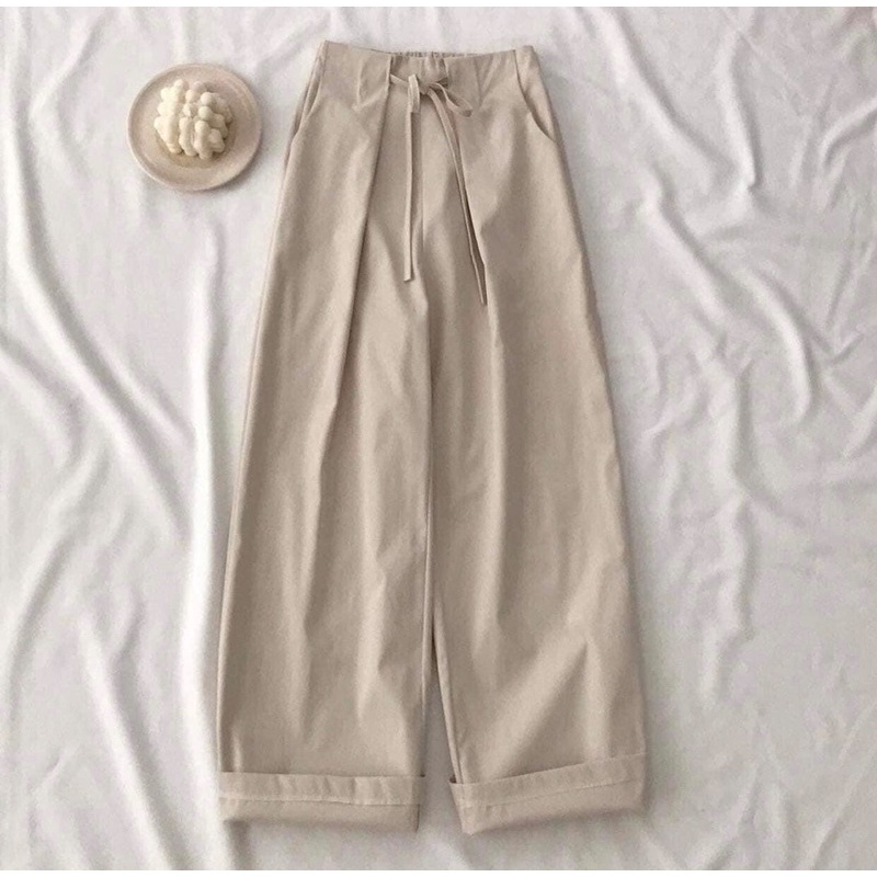 Quần Cullotes Buộc Dây Nữ [FREESHIP]  Quần ống rộng vintage màu ĐEN | BE | NÂU | XANH cá tính Ulzzang