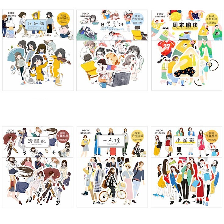 40 sticker cổ điển trang trí dễ thương (Hàng có sẵn)