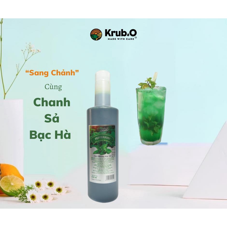 Siro bạc hà Krub.O nguyên liệu pha chế trà sữa đồ uống trà hoa quả cà phê chai 650ml