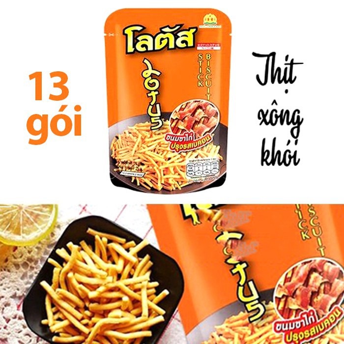 Bánh Que Cam Vị Thịt Heo Xong Khói Stick Bitcuit (25gr) - Bánh Que Thái Ăn Là Ghiền - Màu Cam