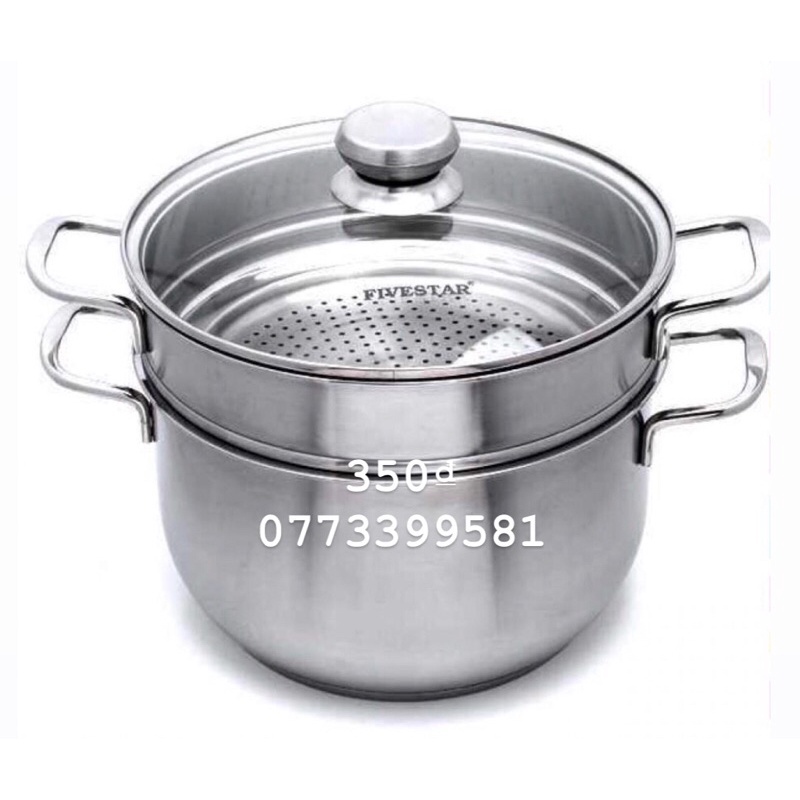 Bộ nồi xửng hấp inox 430 bếp từ 3 đáy Fivestar Standard 24cm nắp kính