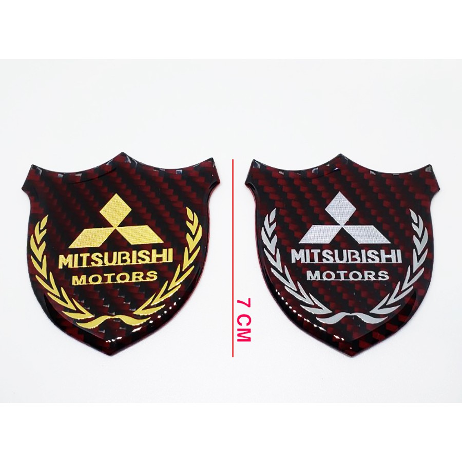 BỘ 2 DECAL DẺO 3D MITSUBISHI MOTORS - 7 X 7 CM