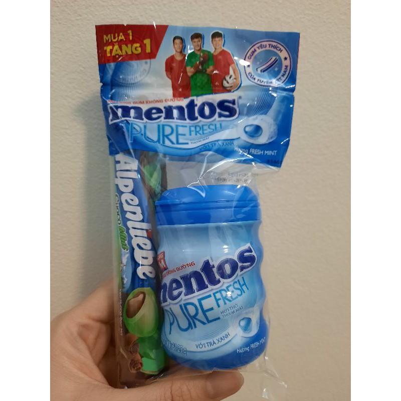 Mua 1 Tặng 1 Kẹo Sing Gum Không Đường Mentos Pure Fresh Hơi Thở Thơm Mát Với Trà Xanh