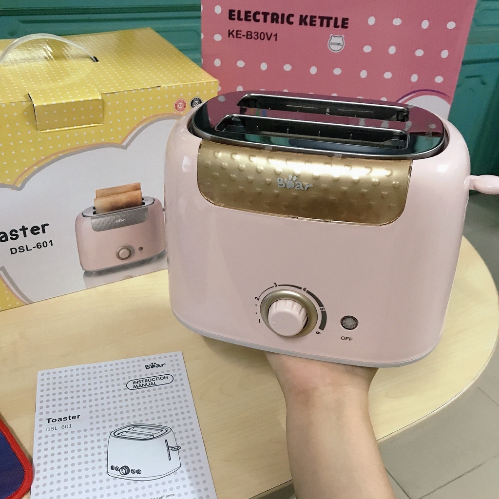 Máy Nướng Bánh Mỳ Bear Toaster DSL-610 Màu Hồng