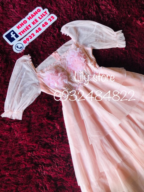 ẢNH VÀ VIDEO SHOP TỰ QUAY 10000%  đầm tầng kết hoa nổi