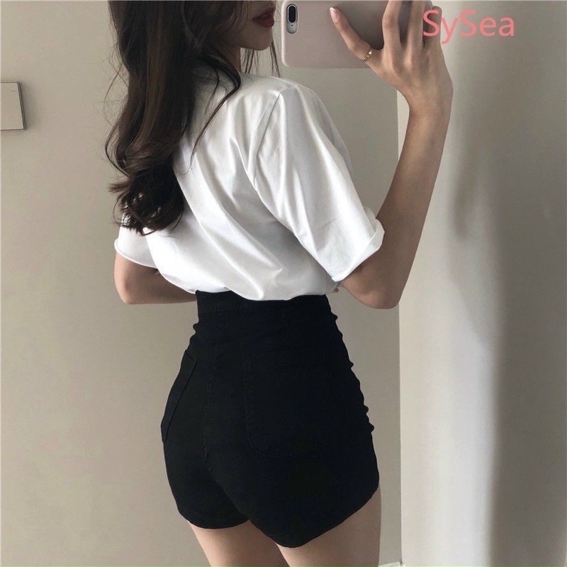 Quần Short Lưng Cao Kaki Jean TRẮNG / ĐEN Chất Jean Dày Dặn Siêu Hot 2021 | BigBuy360 - bigbuy360.vn