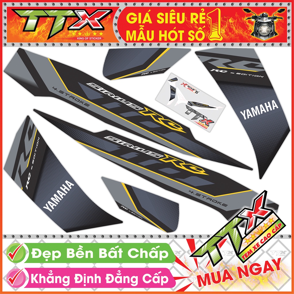 Tem sirius rc 110 , Tem xe phụ kiện sirius màu đen xám bạc chỉ vàng siêu đẹp , Shop TTX Team chế sirius mã