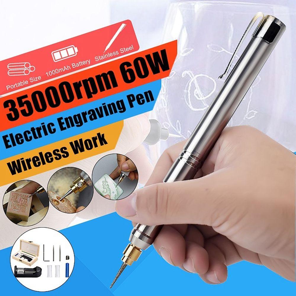 Bút Khắc DARON 32000rpm 60W Bằng Thép Không Gỉ Kèm Hộp Gỗ Đựng