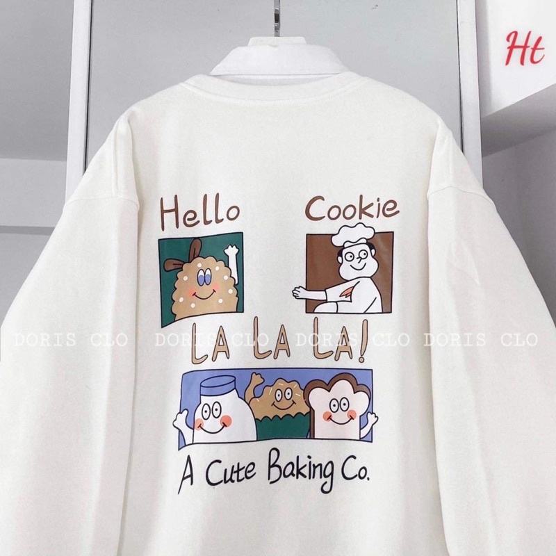 Áo nỉ cổ tròn Cookie bo gấu H2