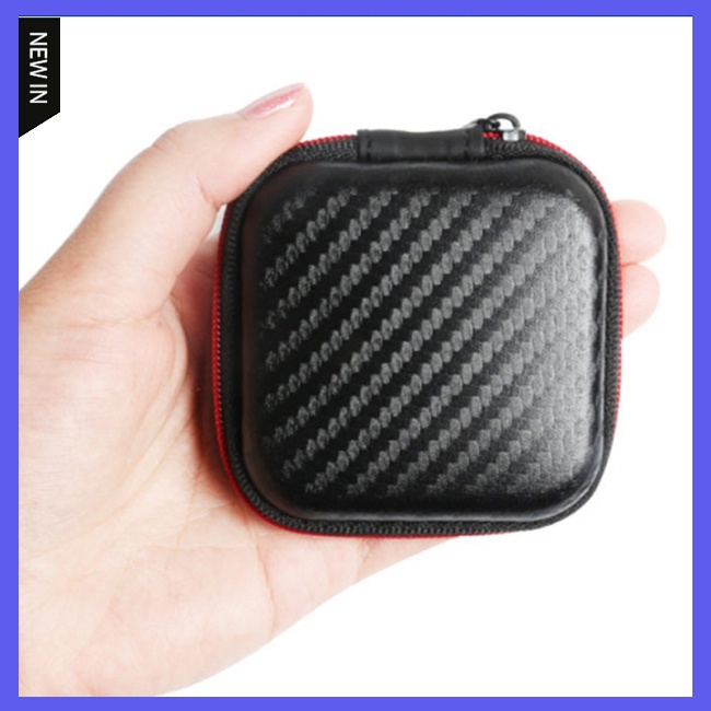 Túi Đựng Tai Nghe/Thẻ Nhớ Hình Vuông Mini Cứng Có Khóa Kéo Chống Ẩm Tiện Dụng