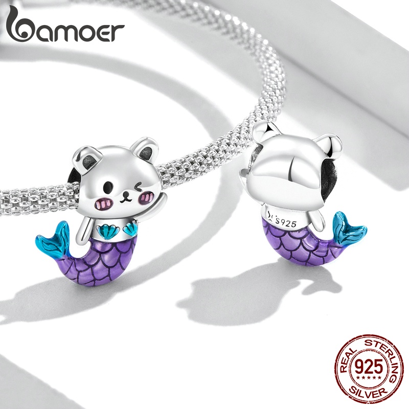 Mặt dây chuyền BAMOER SCC2132 bằng bạc 925 hình nàng tiên cá kiểu dáng thời trang