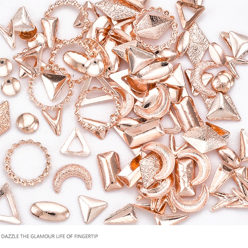 1 Hộp Nhãn Dán Trang Trí Móng Nghệ Thuật Bằng Kim Loại Nhiều Hình Dạng DIY