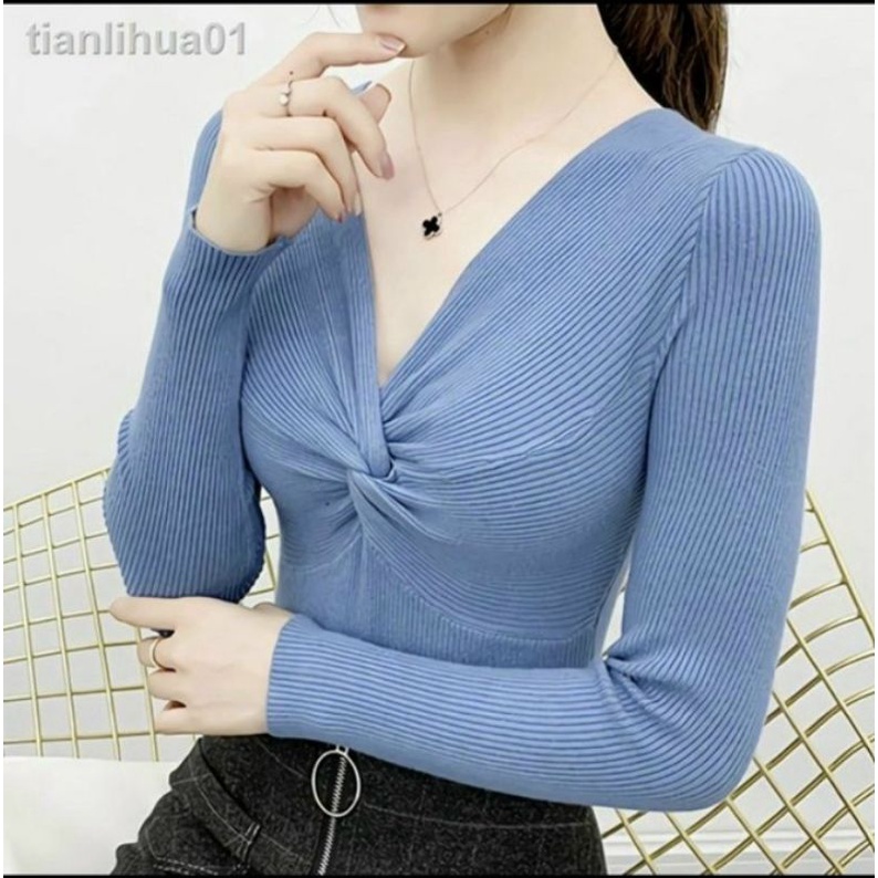 Áo xoắn ngực tay dài đủ màu sắc sáng chảnh A15