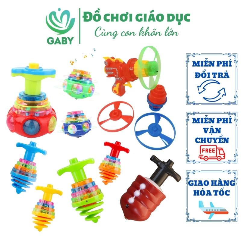 Con quay có đèn và nhạc cho bé - Đồ chơi con quay vặn dây cót phát sáng, âm nhạc sống động, chất liệu an toàn GABY