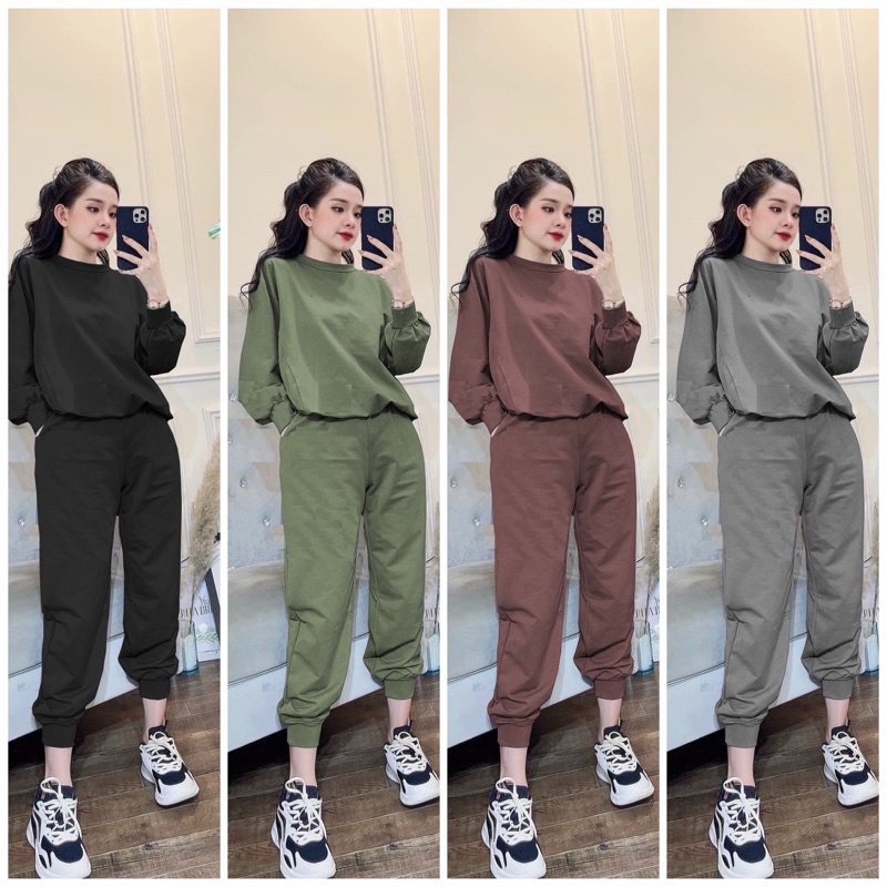 Set bộ thu đông tay dài ủ kem form rộng dày dặn ❤Khuất Yến Bigsize❤chất len gạo Hàn cao cấp trẻ trung thoái mái