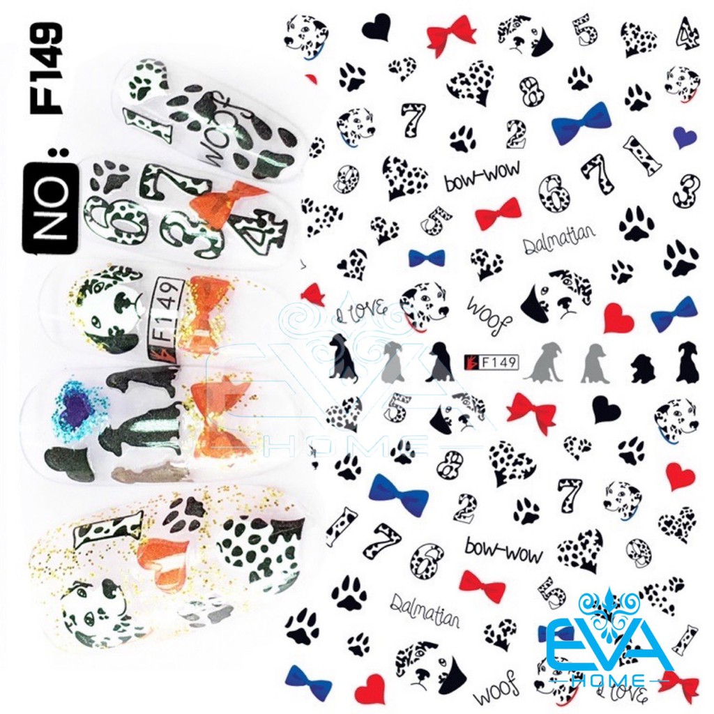 Decal Dán Móng Tay 3D Nail Sticker Hoạ Tiết Hoạt Hình Chó Đốm Dalmatian F149