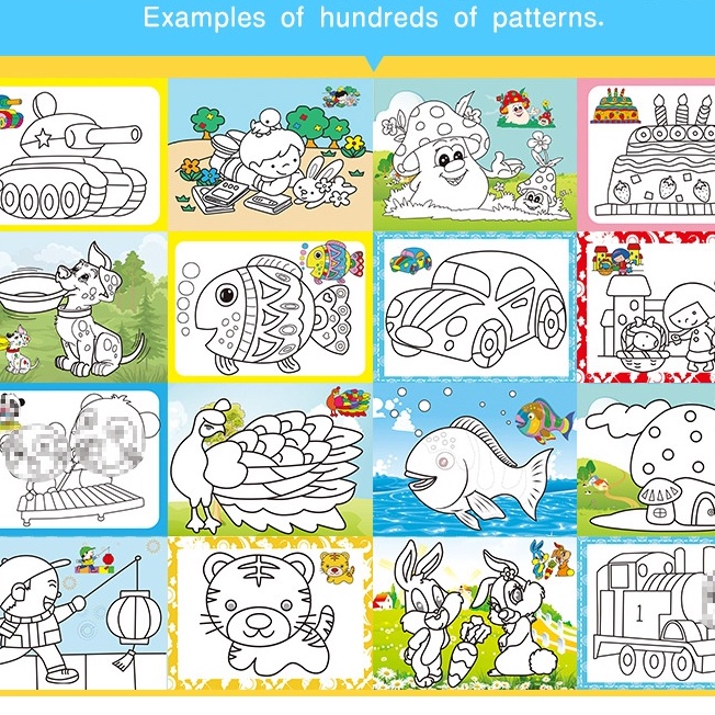 [Hàng mới về] Bộ 2 tranh 6 khay màu nước cho bé tô màu, Tranh Tô Màu Nước cho bé, Bé tập tô màu nước, Tranh ngẫu nhiên