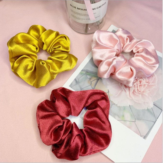 Dây Buộc Tóc , Scrunchies Vải Bóng Trơn Mịn Đẹp