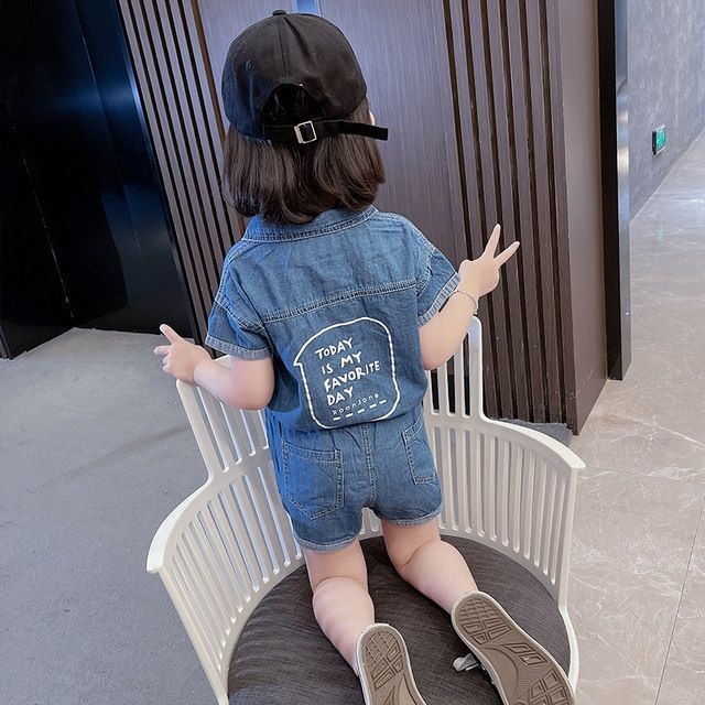 Set Áo Thun Tay Ngắn + Quần Short Denim Thiết Kế Mới 2022 Thời Trang Mùa Hè Dành Cho Bé Gái