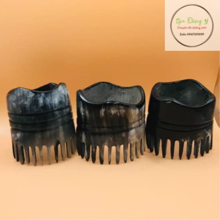 Lược gội đầu dưỡng sinh sừng trâu tròn chải cực êm vai gáy