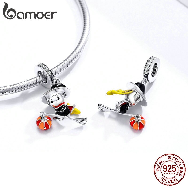 Mặt dây chuyền Bamoer BSC240 bằng bạc 925 hình phù thủy xinh xắn cho nữ