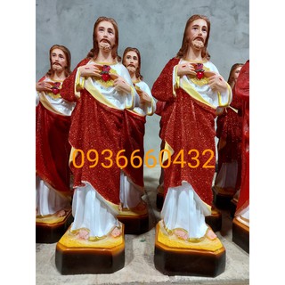 Tượng Chúa Thánh Tâm (Chúa Trái Tim) 40cm áo đỏ chất liệu composite quà tặng công giáo