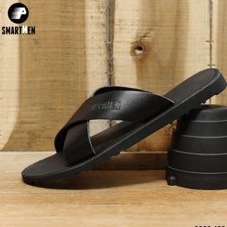 Dép da bò SMARTMEN màu đen DD-03Đ
