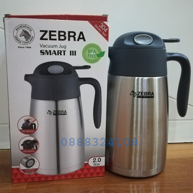 Bình Giữ Nhiệt Inox Zebra Thái Lan Smart III 1500ml, 2000ml-112948-112950