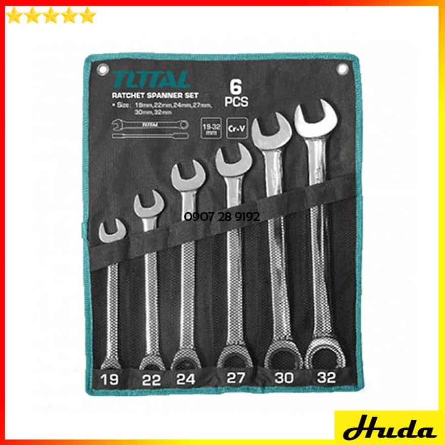 Bộ 6 cờ lê miệng vòng 2 chiều kích thước 19-32mm Total Ingco chất liệu Cr-v bền bỉ chắc chắn 1234