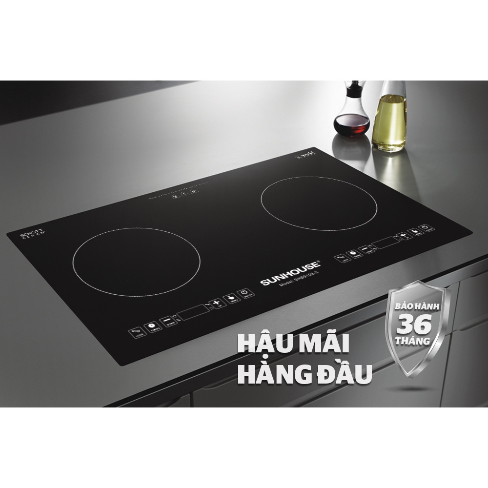 Combo Bếp từ đôi Sunhouse SHB9101 + Máy hút mùi kính cong Sunhouse MAMA MM6707-70 - Thương hiệu Sunhouse MAMA