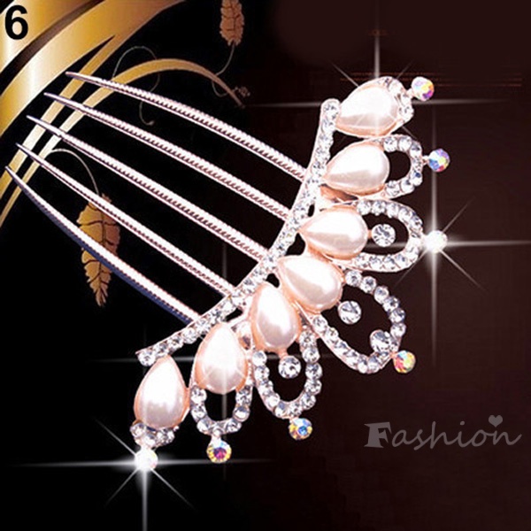 Trâm Cài Tóc Đính Đá Và Ngọc Trai Nhân Tạo Thời Trang
