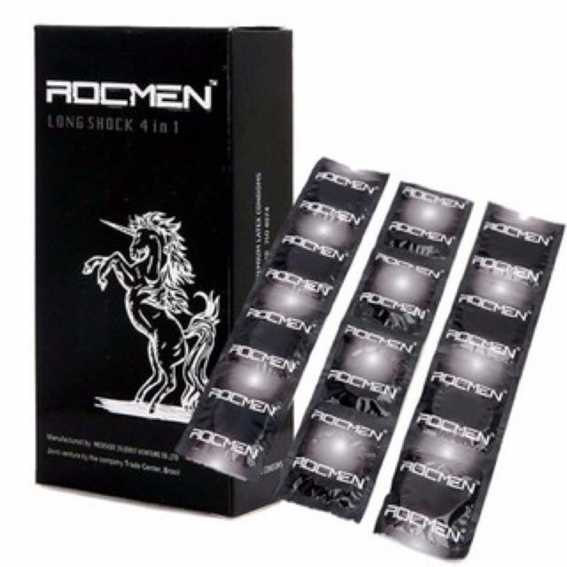 Bao cao su ROCMEN Long Shock 4 in 1 - Gai nổi, Gân xoắn cảm giác chân thực (hộp 12c) - Phan An CN365