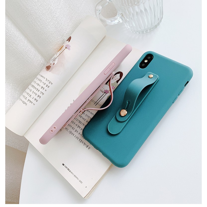 Ốp lưng Samsung J8 J7 J6 J6+ J5 J4 J4+ J2 Note 9 8 Plus Pro Prime 2018 Candy solid color Soft Case Cover+Wristband